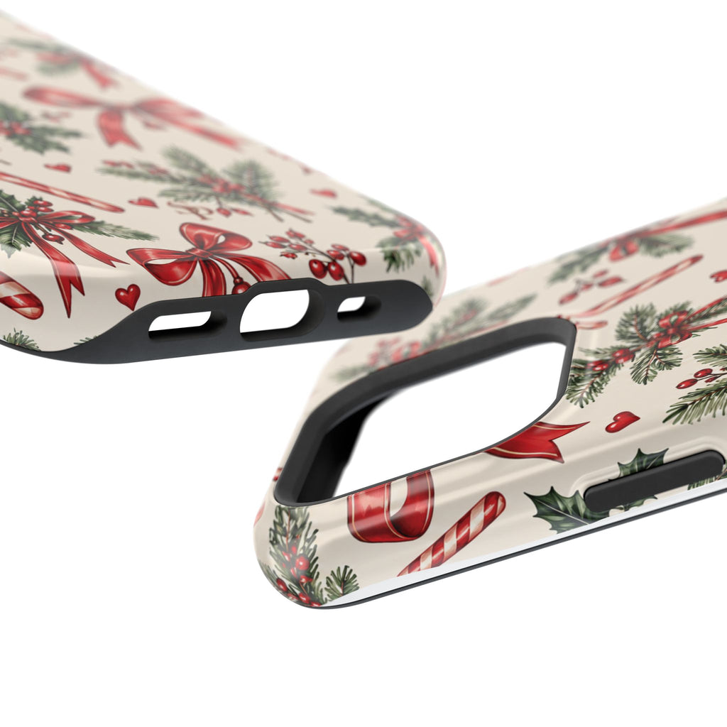 Christmas Candy Cane & Bow Magnetic Phone Case