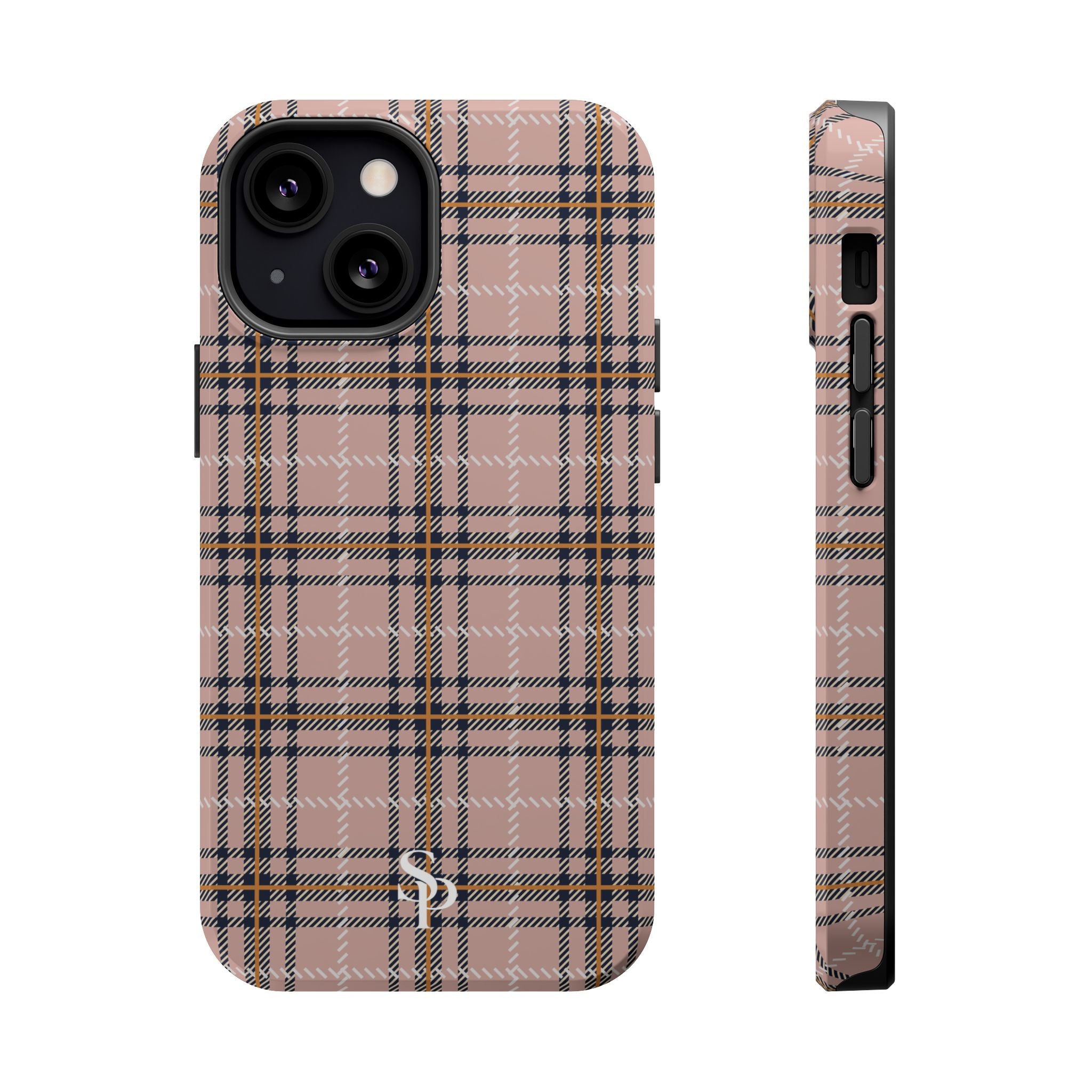 Pink Plaid Magnetic Impact-Resistant Phone Case