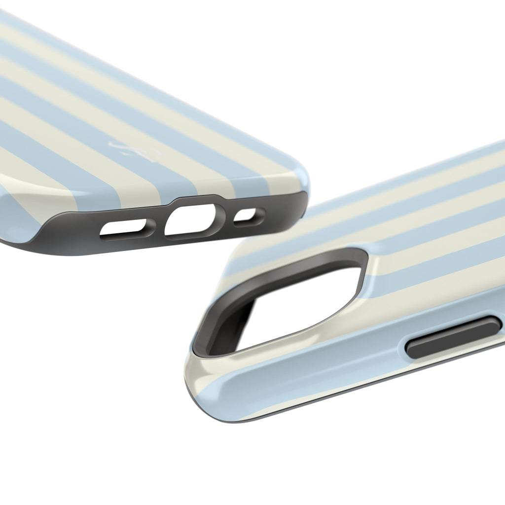 Pastel Blue & Cream Stripe Magnetic Impact-Resistant Phone Case