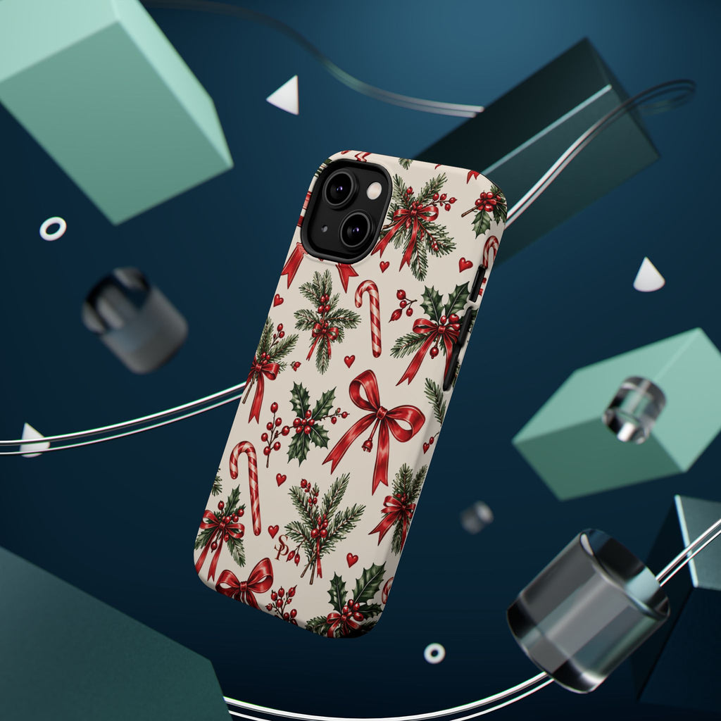 Christmas Candy Cane & Bow Magnetic Phone Case
