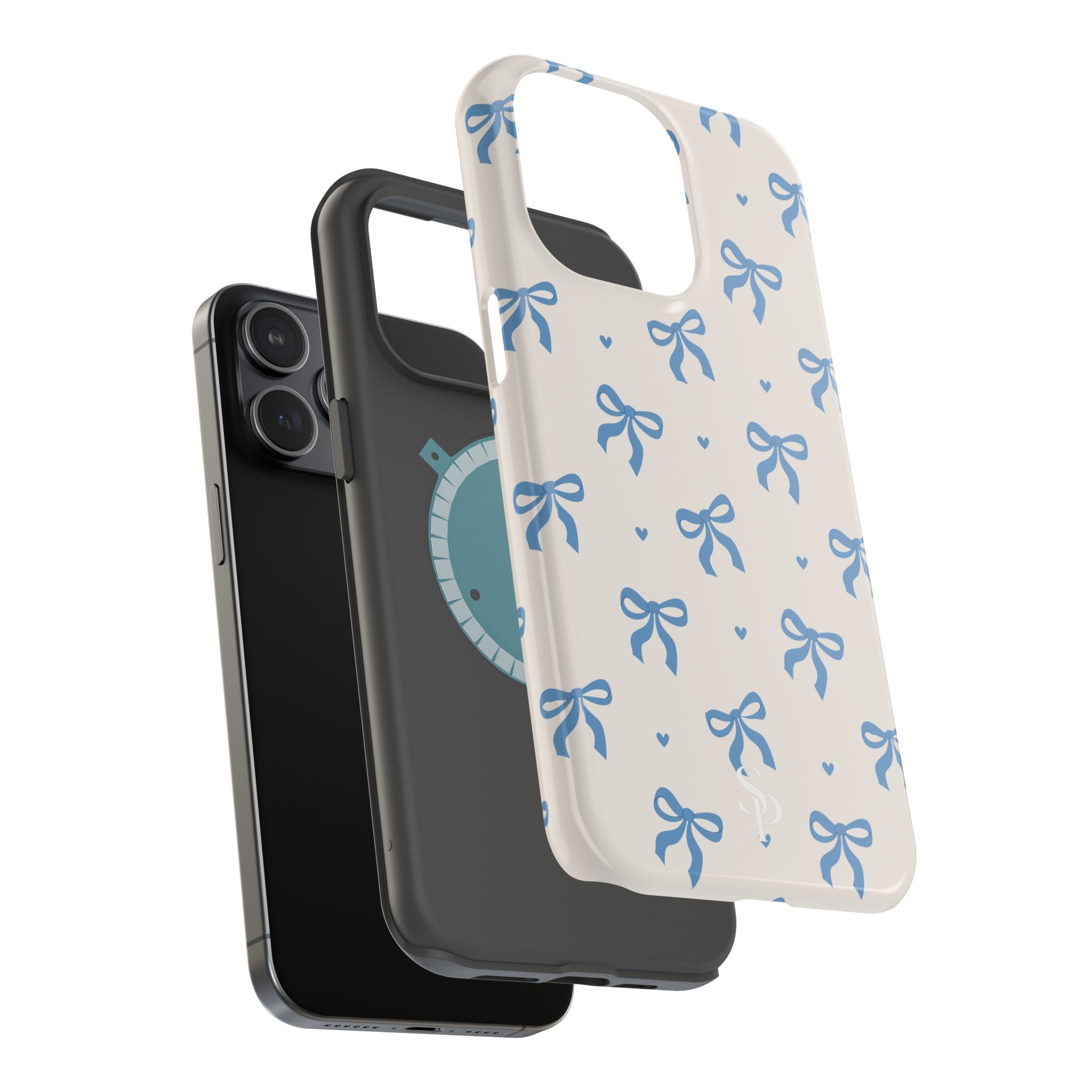 Blue Bow with Small Blue Hearts Magnetic Tough Case