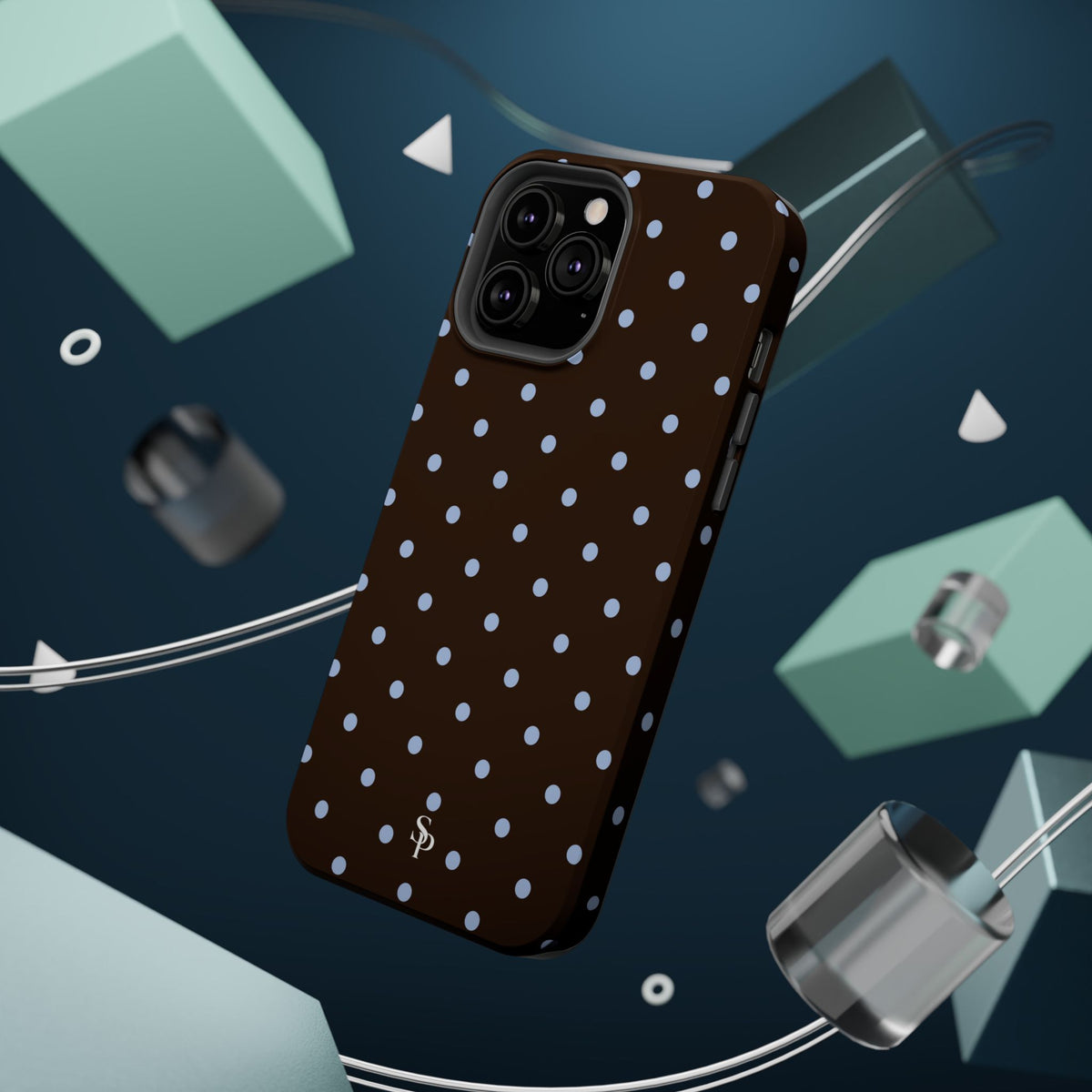 Brown & Light Blue Polka Dot Magnetic Phone Case