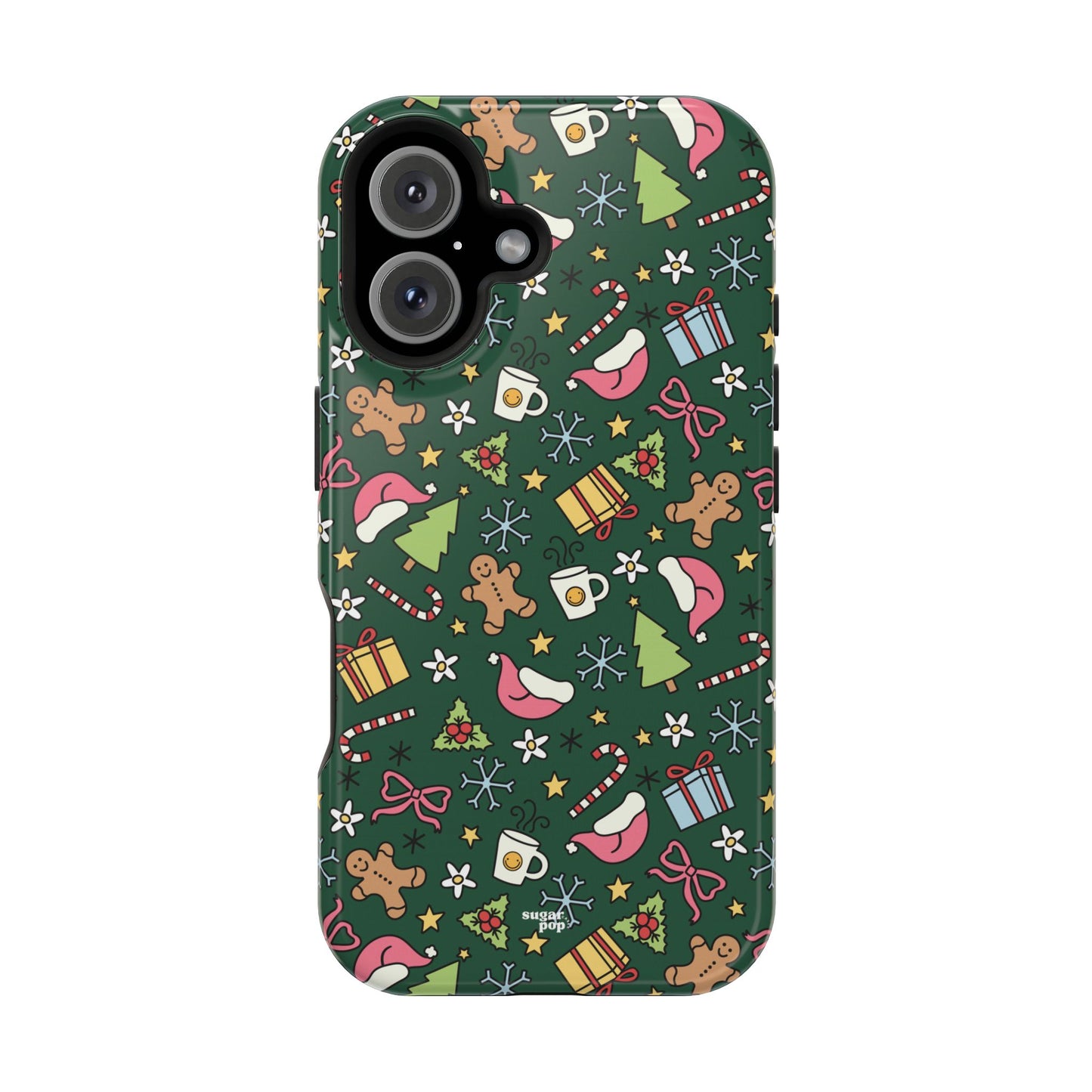 Green Festive Holiday Phone Case - Impact-Resistant Design for Christmas Cheer