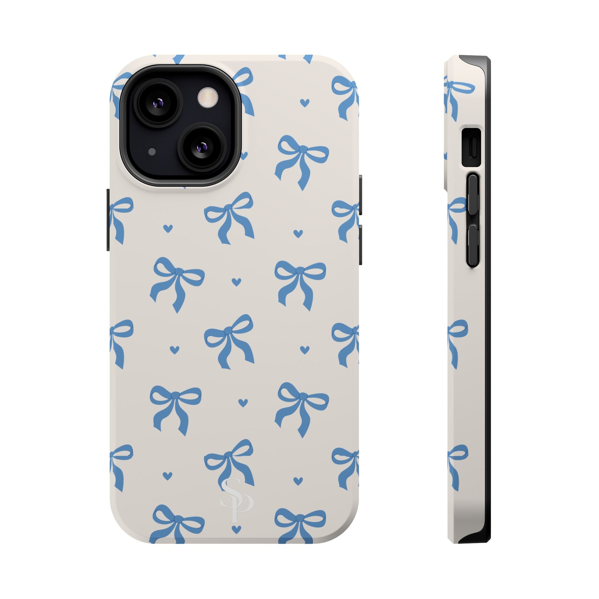 Blue Bow with Small Blue Hearts Magnetic Tough Case