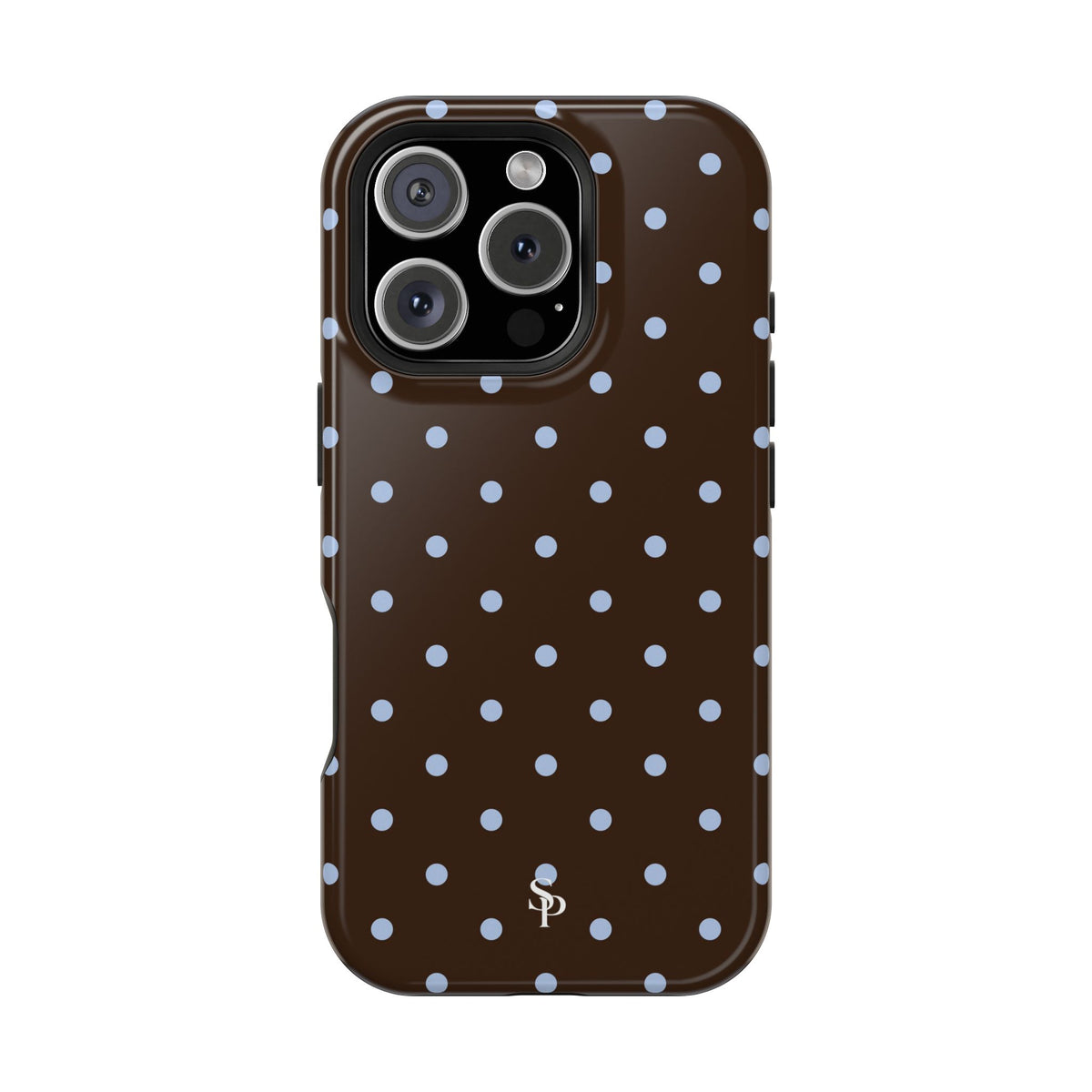 Brown & Light Blue Polka Dot Magnetic Phone Case