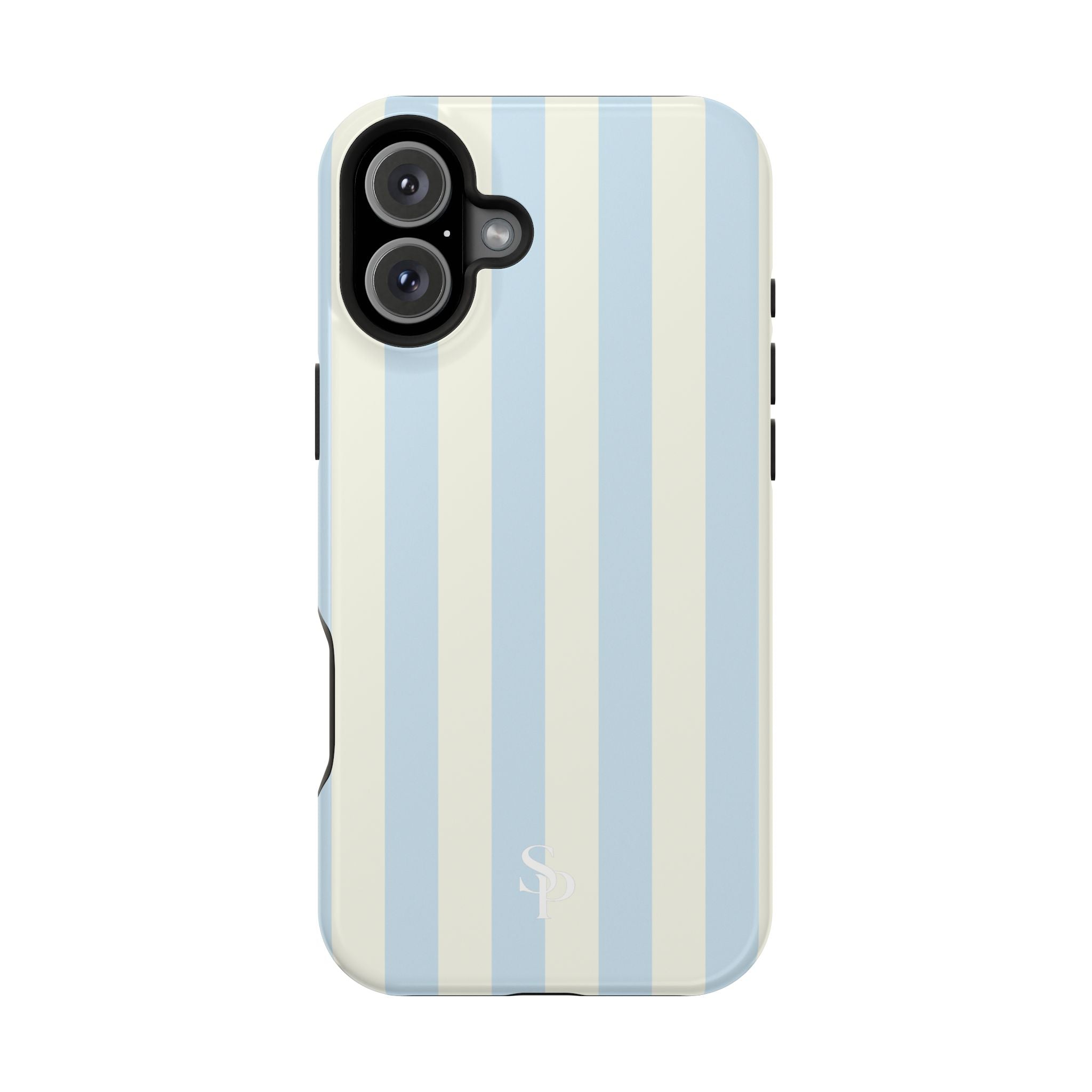 Pastel Blue & Cream Stripe Magnetic Impact-Resistant Phone Case