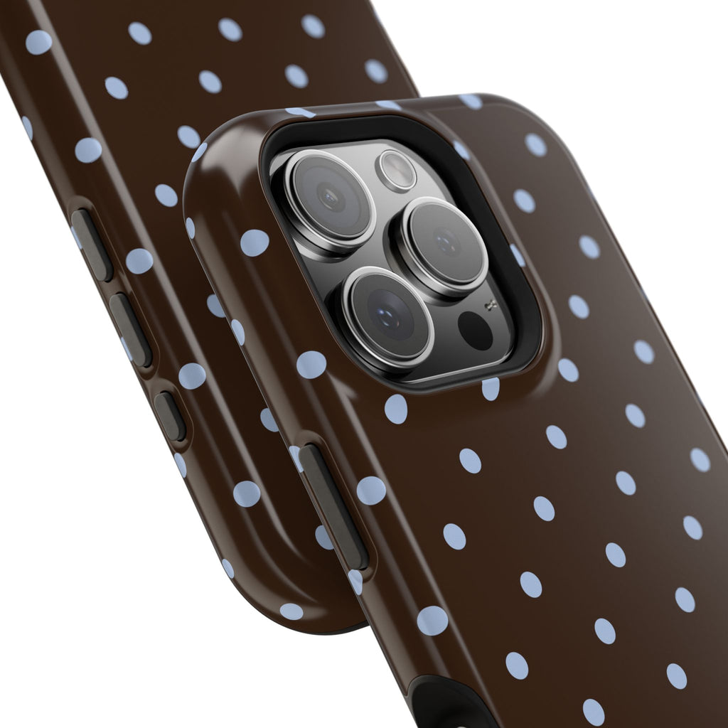 Brown & Light Blue Polka Dot Magnetic Phone Case