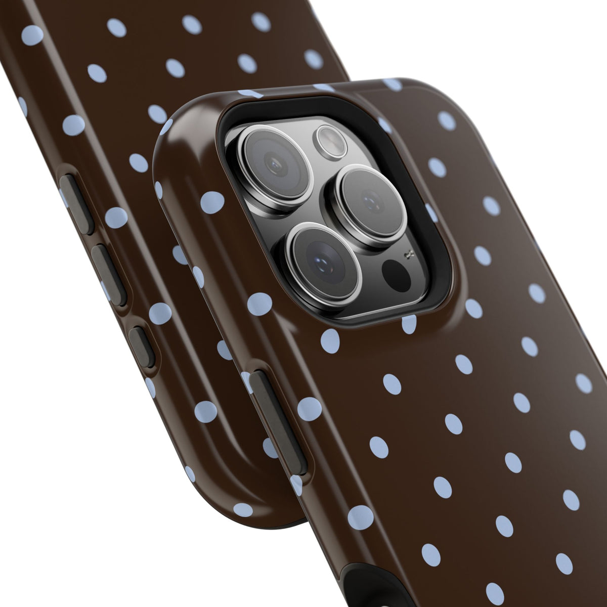 Brown & Light Blue Polka Dot Magnetic Phone Case