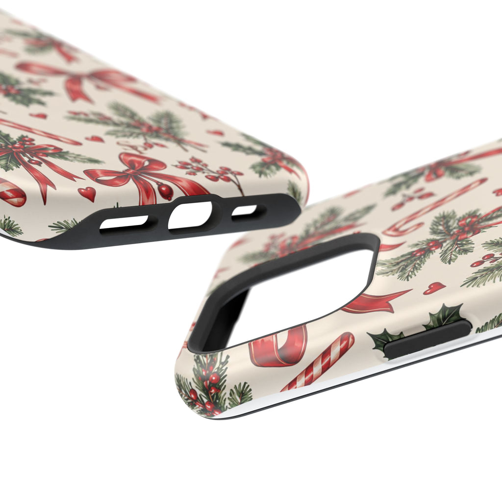Christmas Candy Cane & Bow Magnetic Phone Case