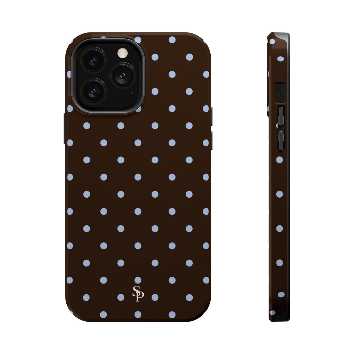 Brown & Light Blue Polka Dot Magnetic Phone Case