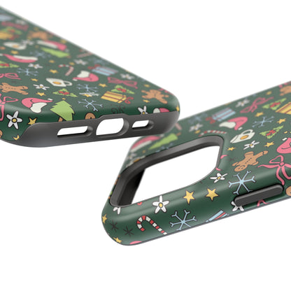 Green Festive Holiday Phone Case - Impact-Resistant Design for Christmas Cheer