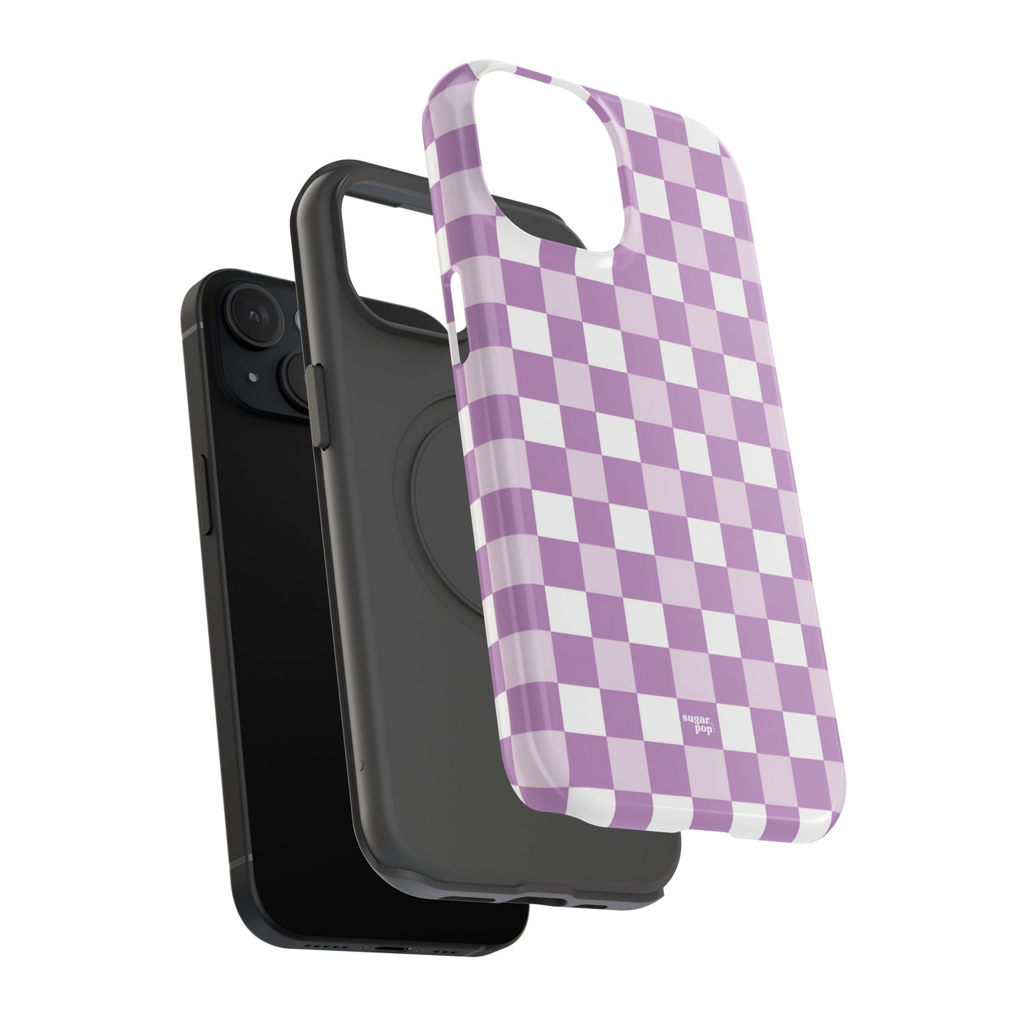 Purple Checkerboard Impact-Resistant Phone Case