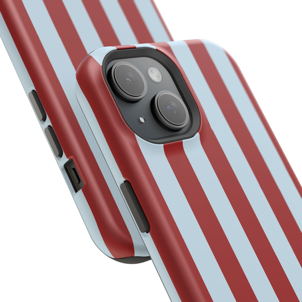 Red & Light Blue Vertical Stripe Magnetic Impact-Resistant Phone Case