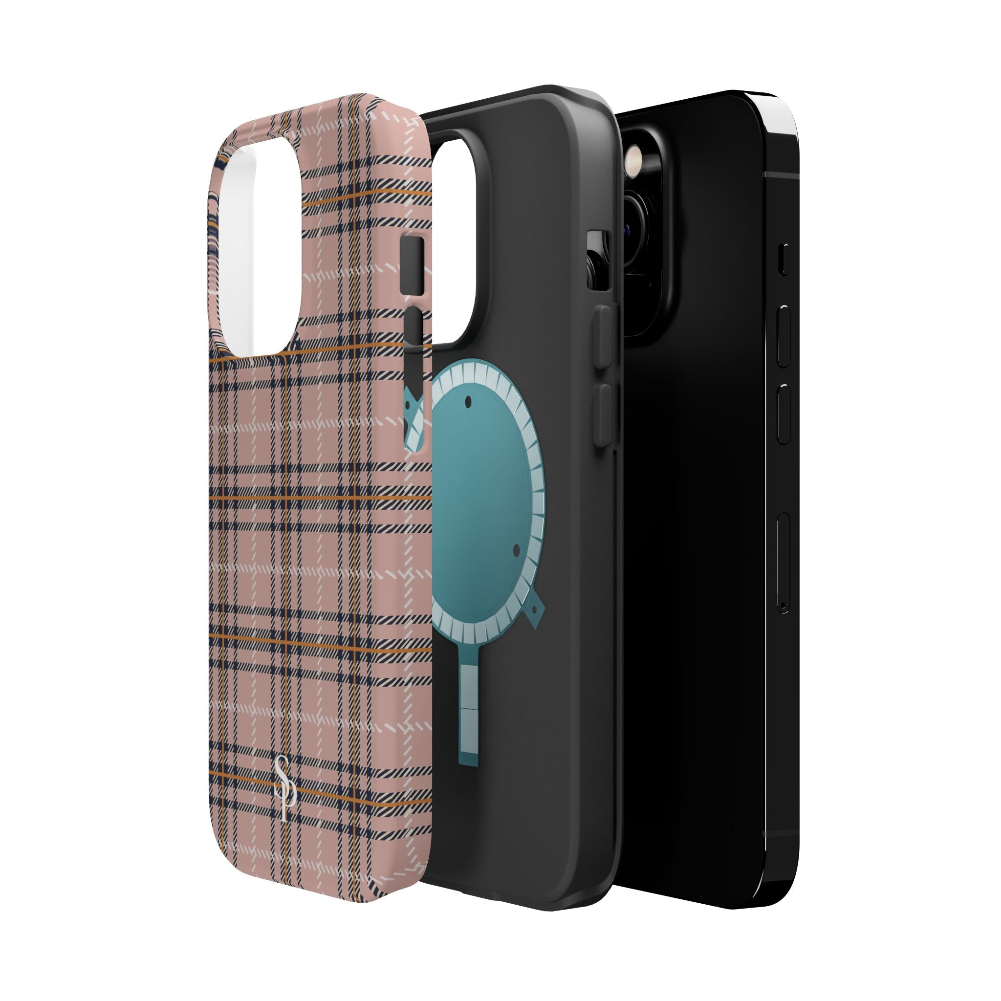 Pink Plaid Magnetic Impact-Resistant Phone Case