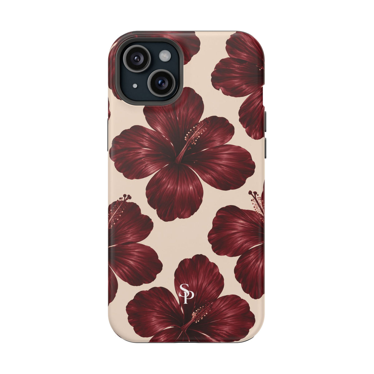 Burgundy Hibiscus Floral Magnetic Phone Case