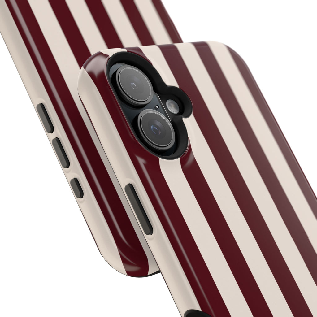 Burgundy Striped Magnetic Phone Case