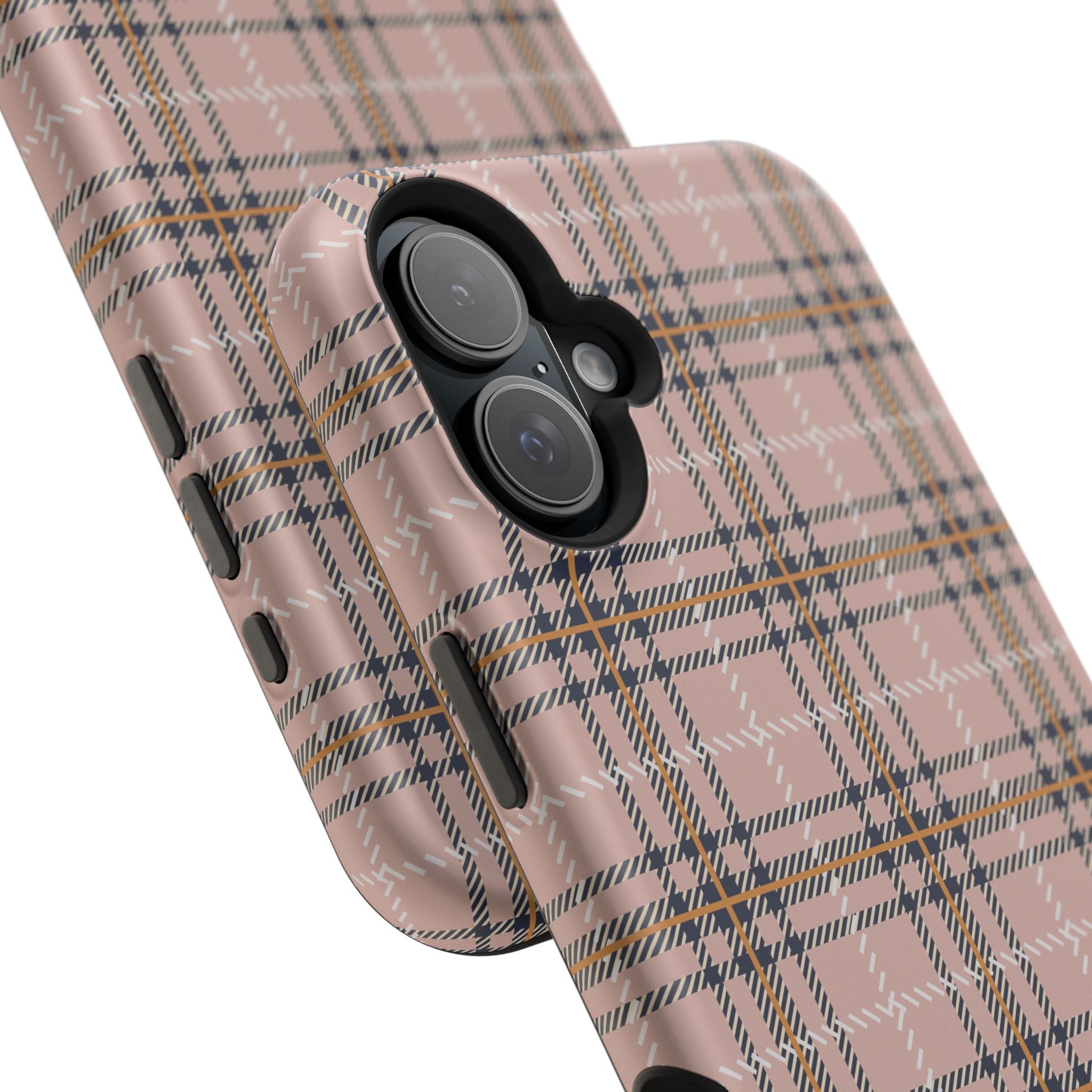 Pink Plaid Magnetic Impact-Resistant Phone Case
