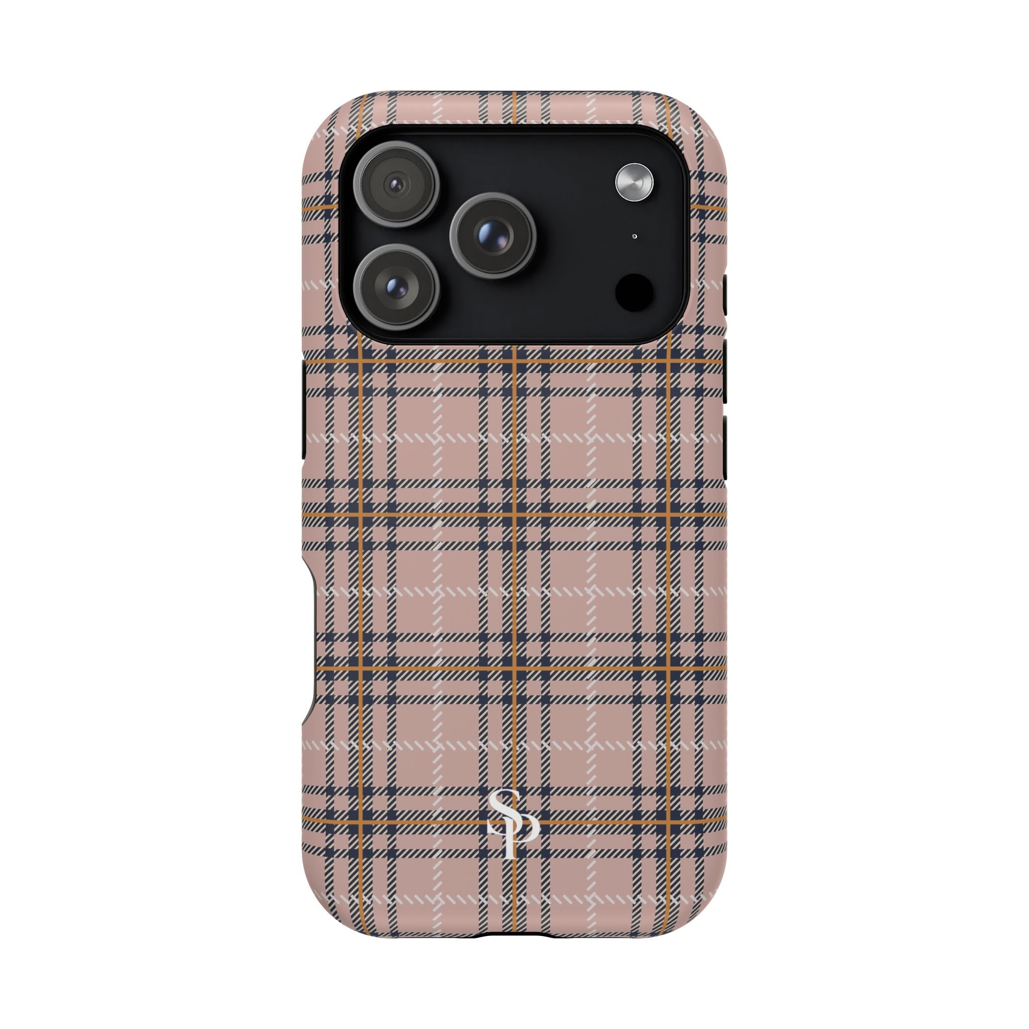 Pink Plaid Magnetic Impact-Resistant Phone Case