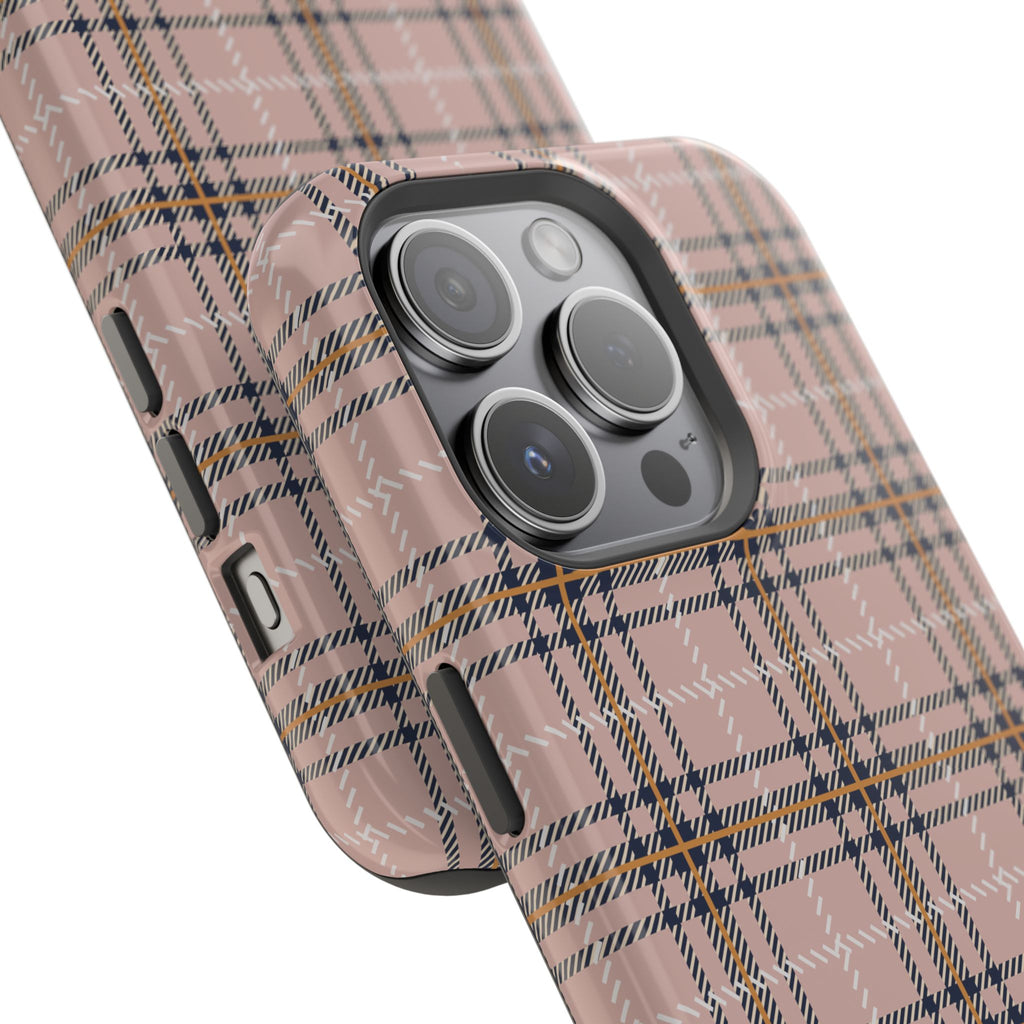 Pink Plaid Magnetic Impact-Resistant Phone Case