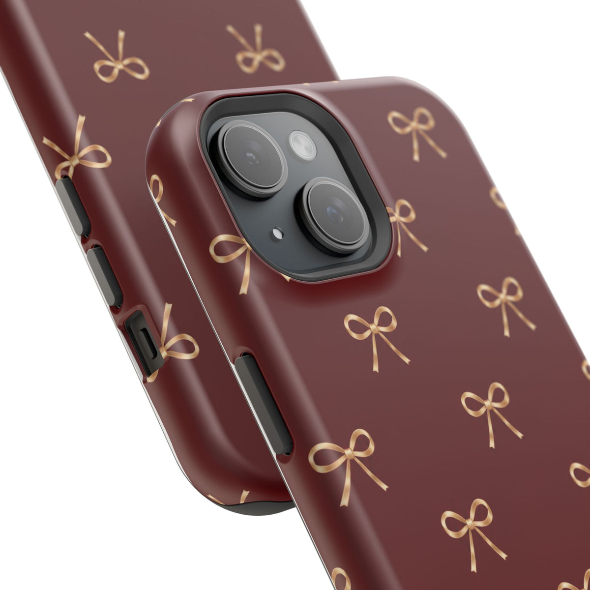 Burgundy Festive Gold Bow Magnetic Phone Case