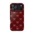 Burgundy Festive Gold Bow Magnetic Phone Case