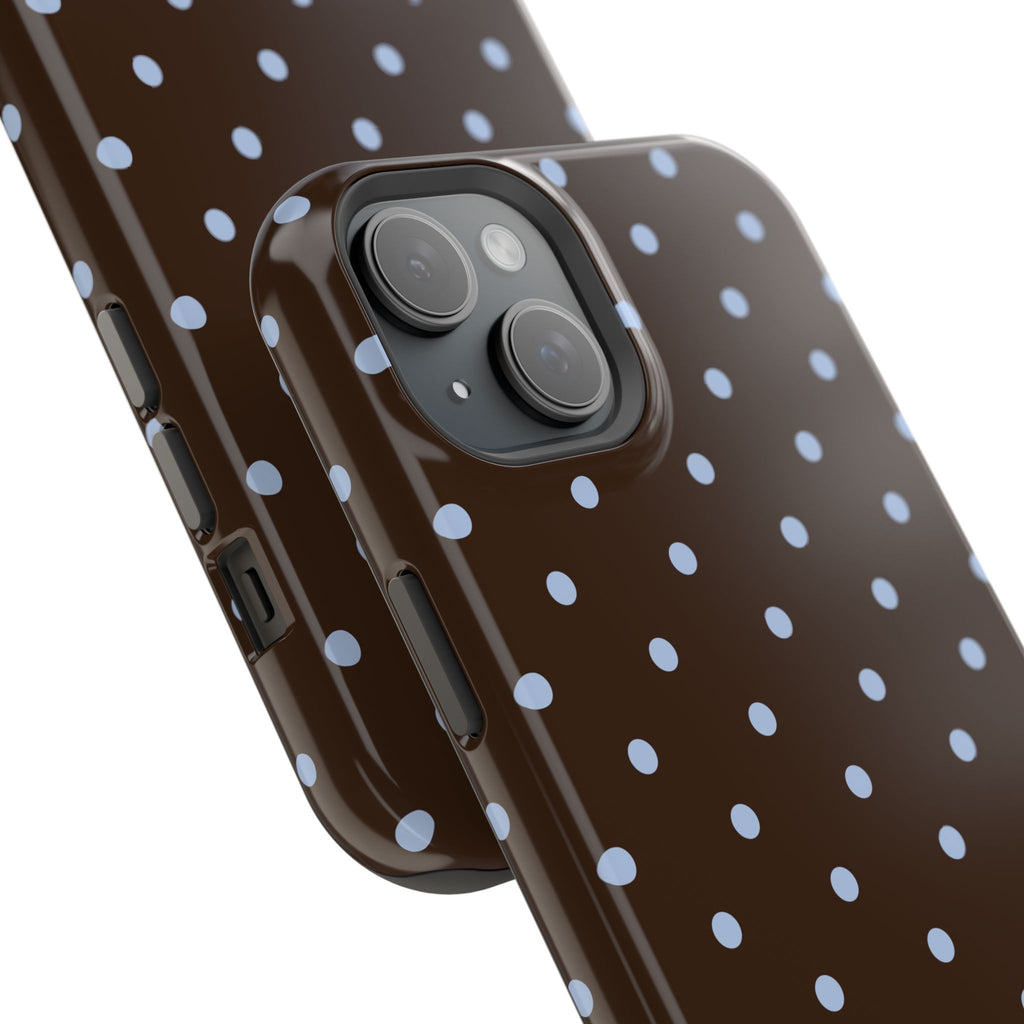 Brown & Light Blue Polka Dot Magnetic Phone Case