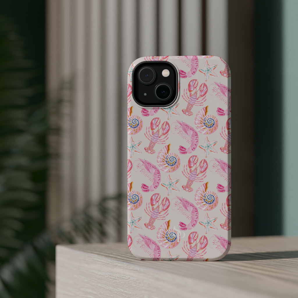 Pink Coastal Shell & Lobster Magnetic Impact-Resistant Phone Case