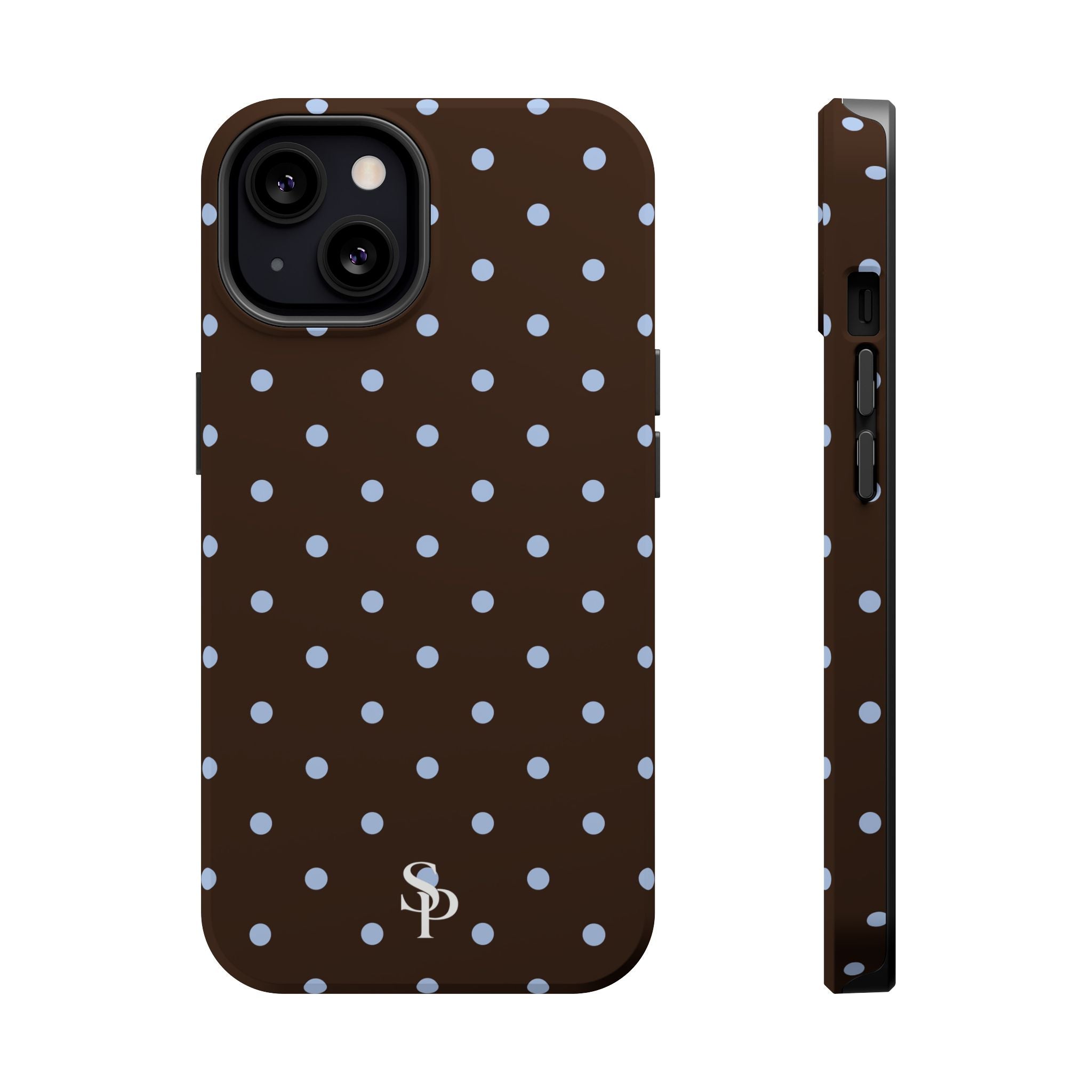 Brown & Light Blue Polka Dot Magnetic Phone Case