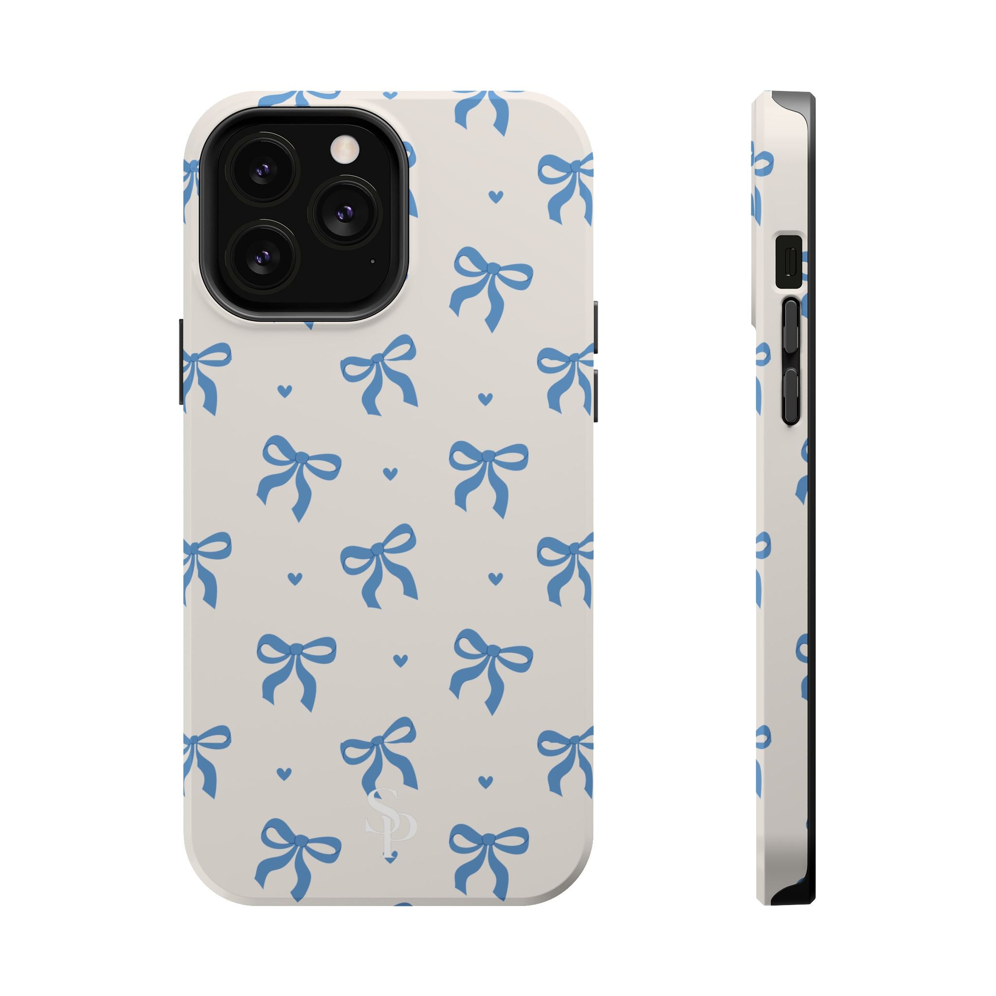 Blue Bow with Small Blue Hearts Magnetic Tough Case