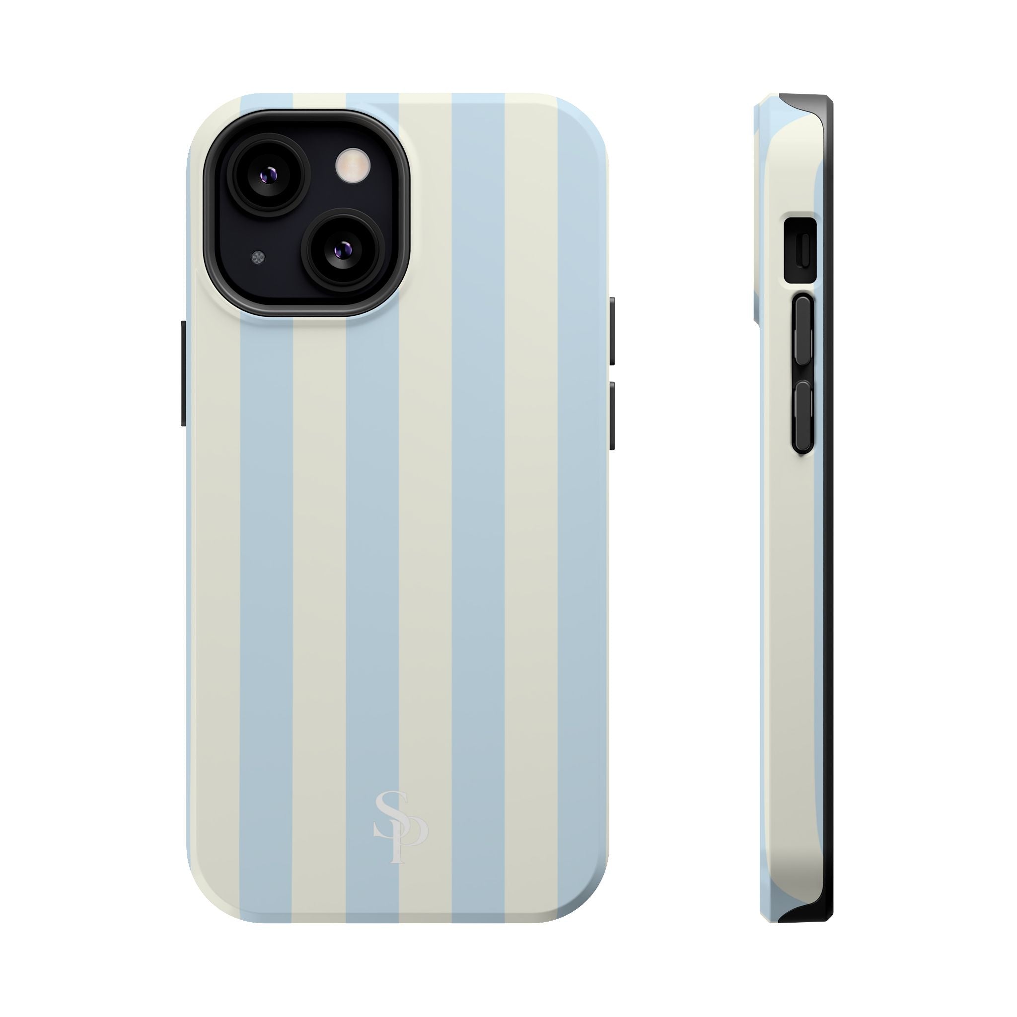 Pastel Blue & Cream Stripe Magnetic Impact-Resistant Phone Case