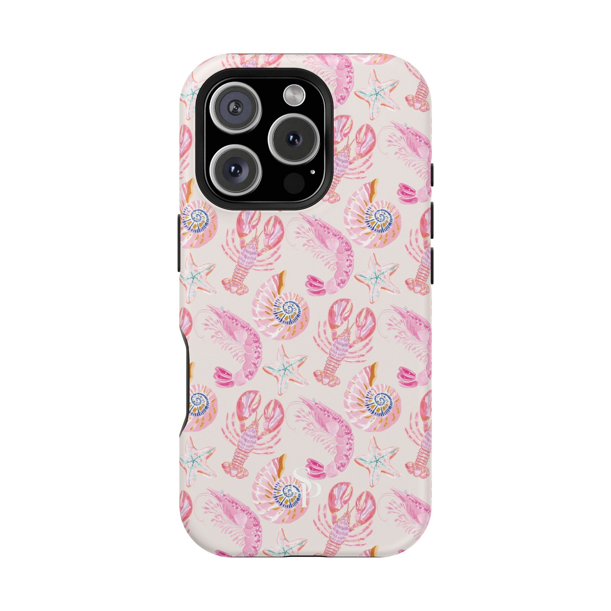 Pink Coastal Shell & Lobster Magnetic Impact-Resistant Phone Case