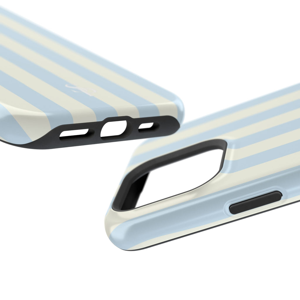 Pastel Blue & Cream Stripe Magnetic Impact-Resistant Phone Case