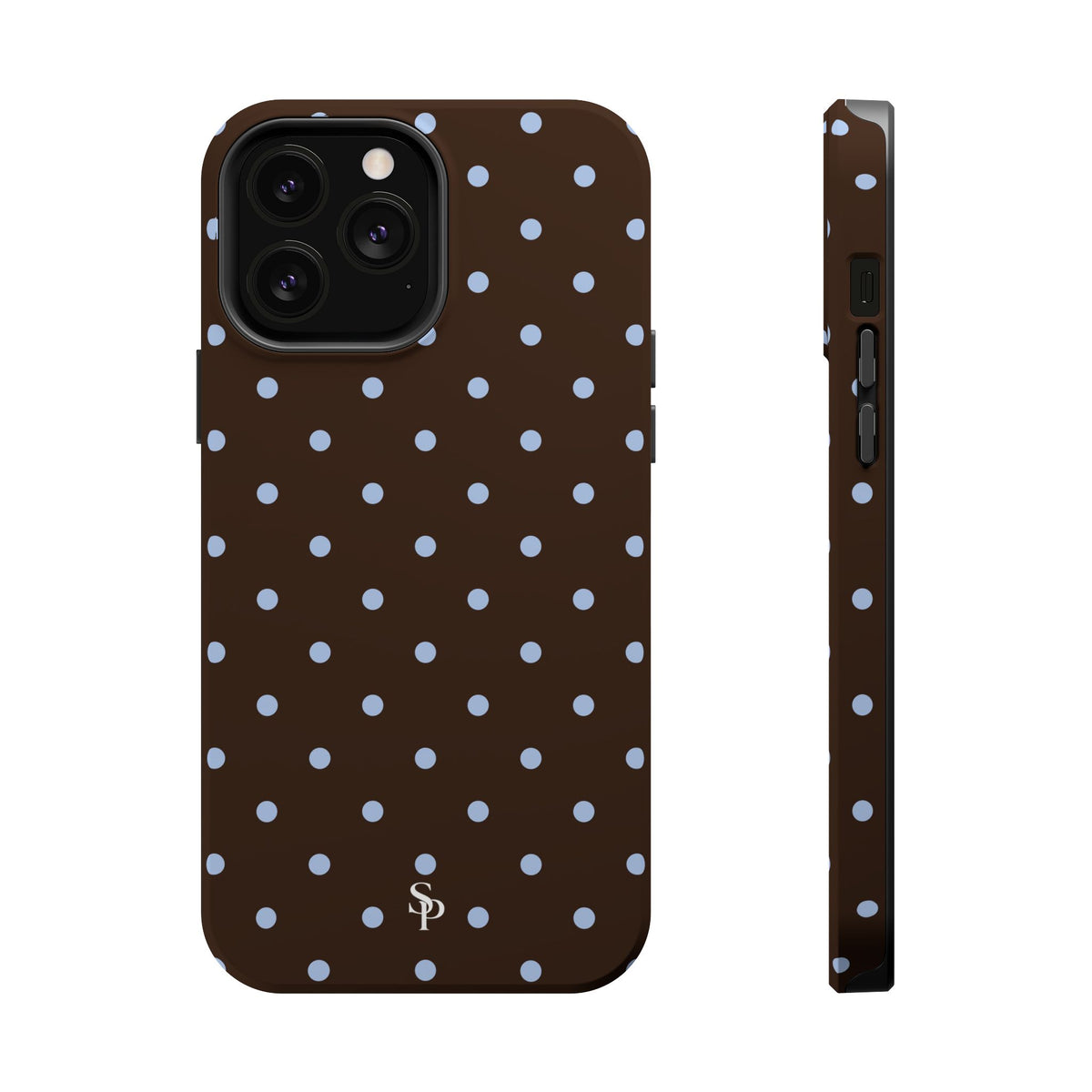 Brown & Light Blue Polka Dot Magnetic Phone Case