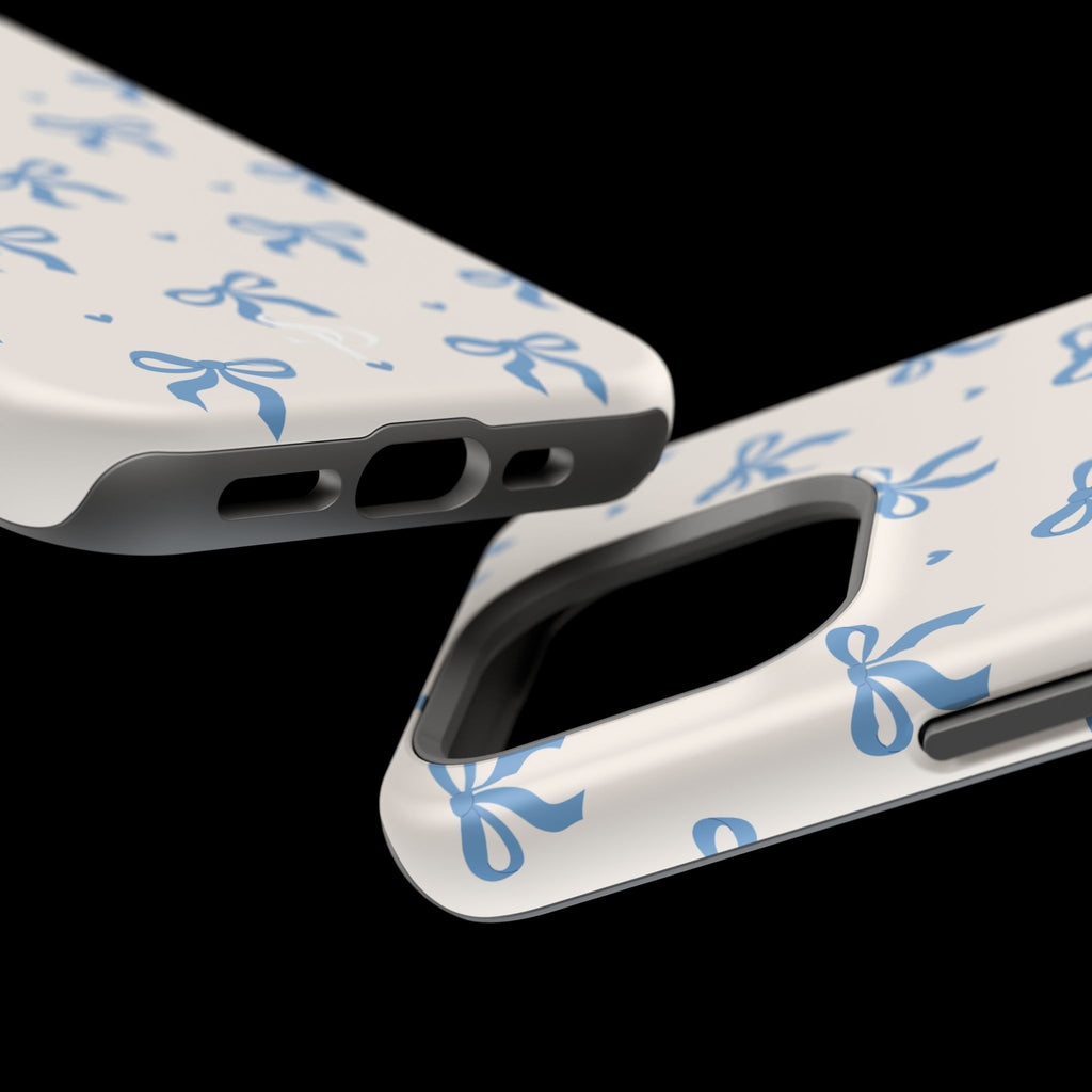Blue Bow with Small Blue Hearts Magnetic Tough Case