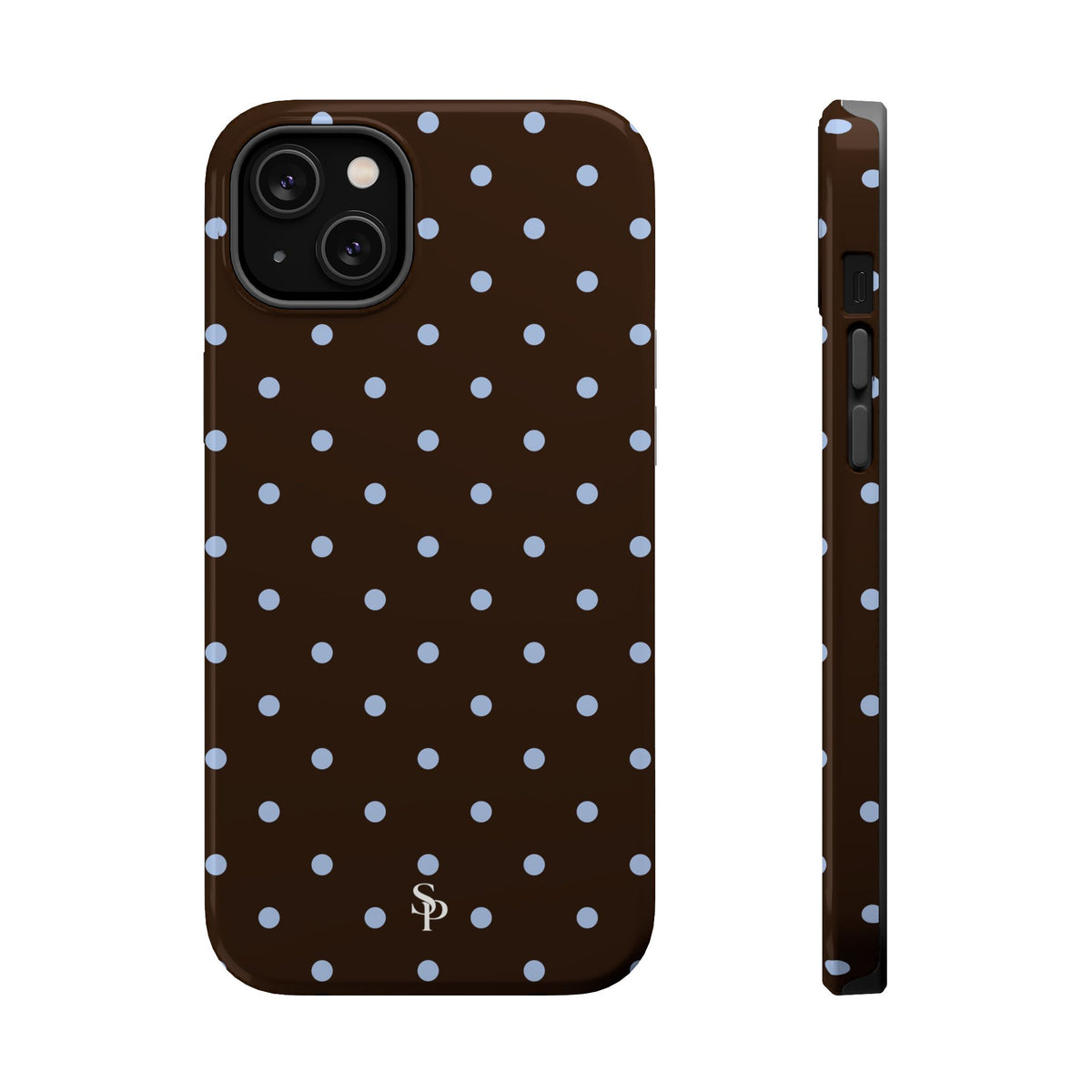 Brown & Light Blue Polka Dot Magnetic Phone Case