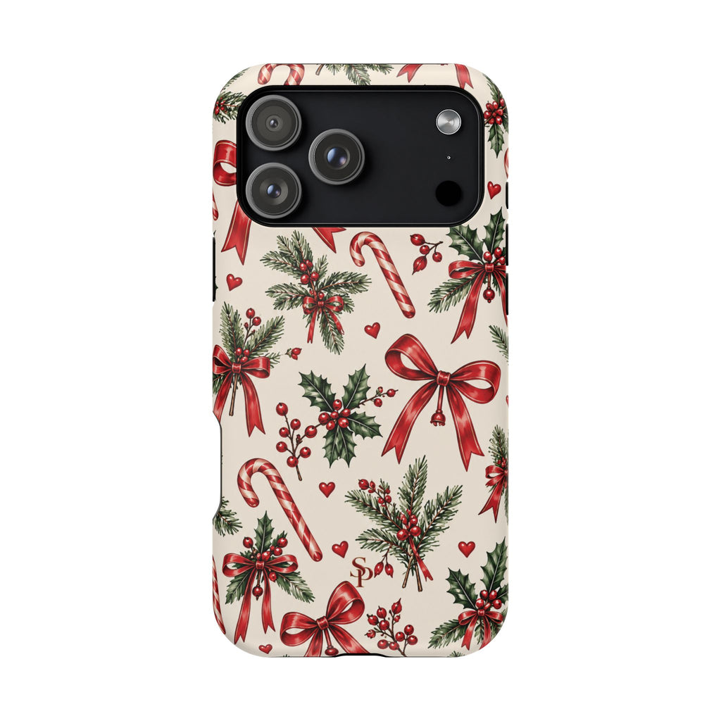 Christmas Candy Cane & Bow Magnetic Phone Case
