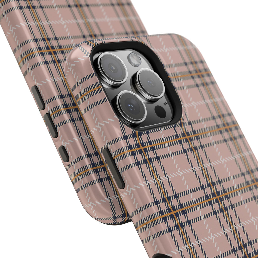Pink Plaid Magnetic Impact-Resistant Phone Case