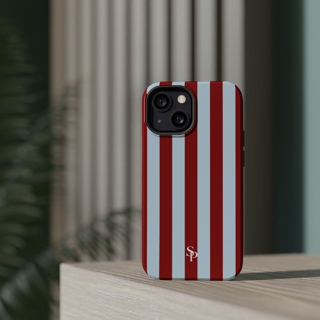 Red & Light Blue Vertical Stripe Magnetic Impact-Resistant Phone Case