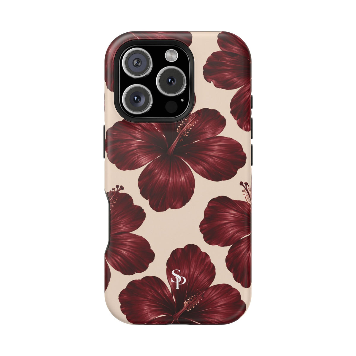 Burgundy Hibiscus Floral Magnetic Phone Case