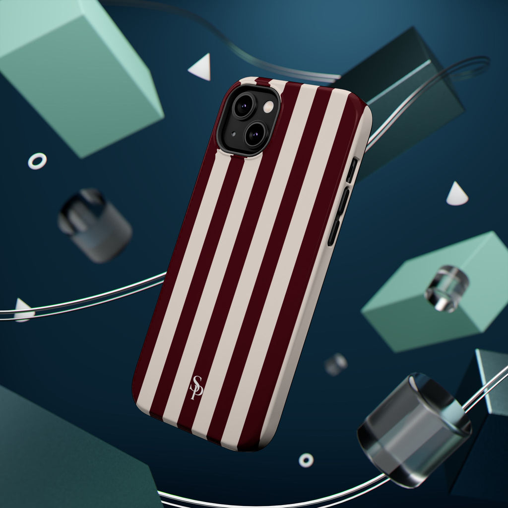 Burgundy Striped Magnetic Phone Case
