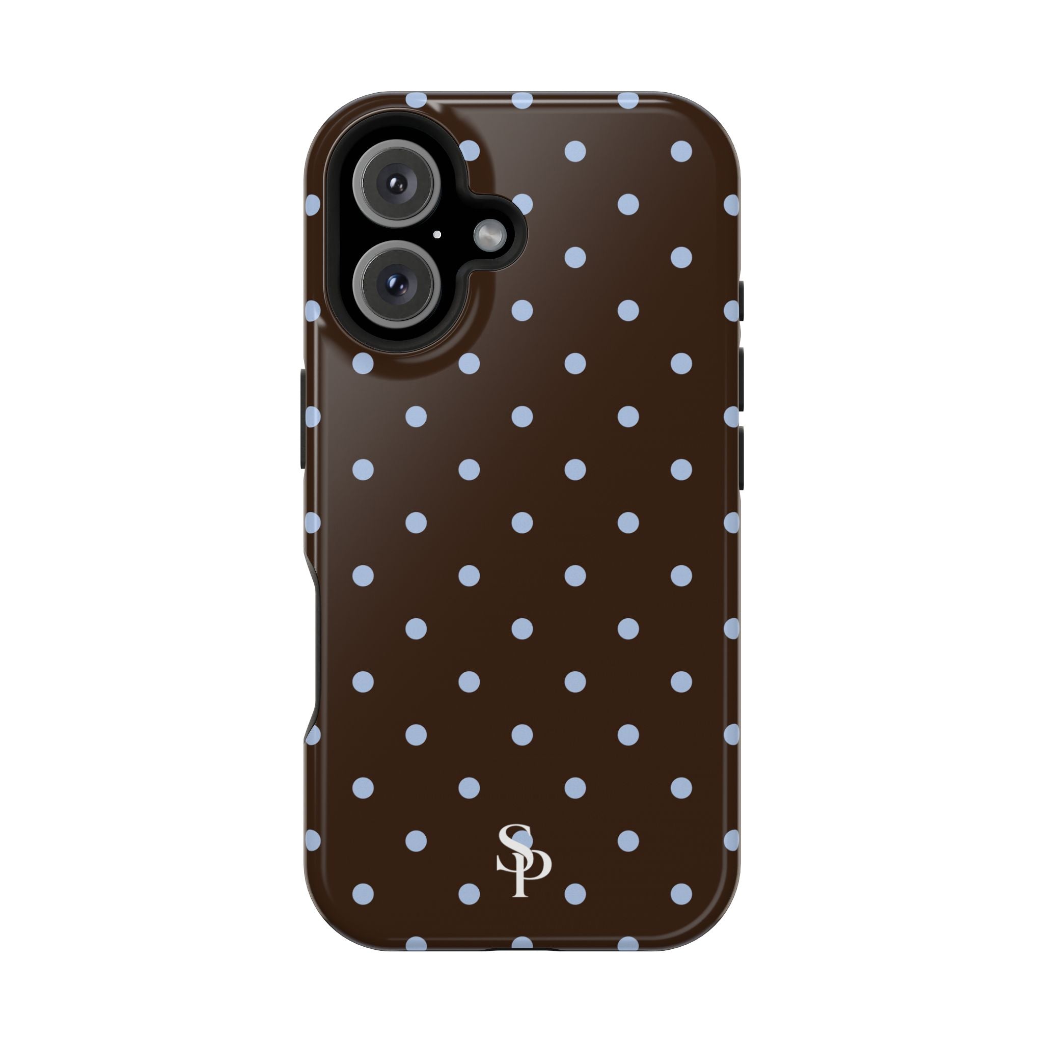Brown & Light Blue Polka Dot Magnetic Phone Case