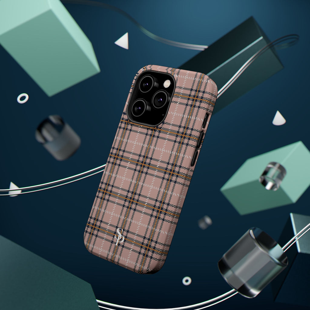 Pink Plaid Magnetic Impact-Resistant Phone Case