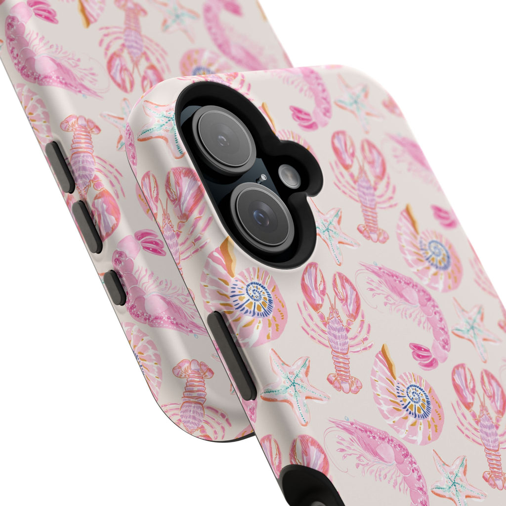 Pink Coastal Shell & Lobster Magnetic Impact-Resistant Phone Case