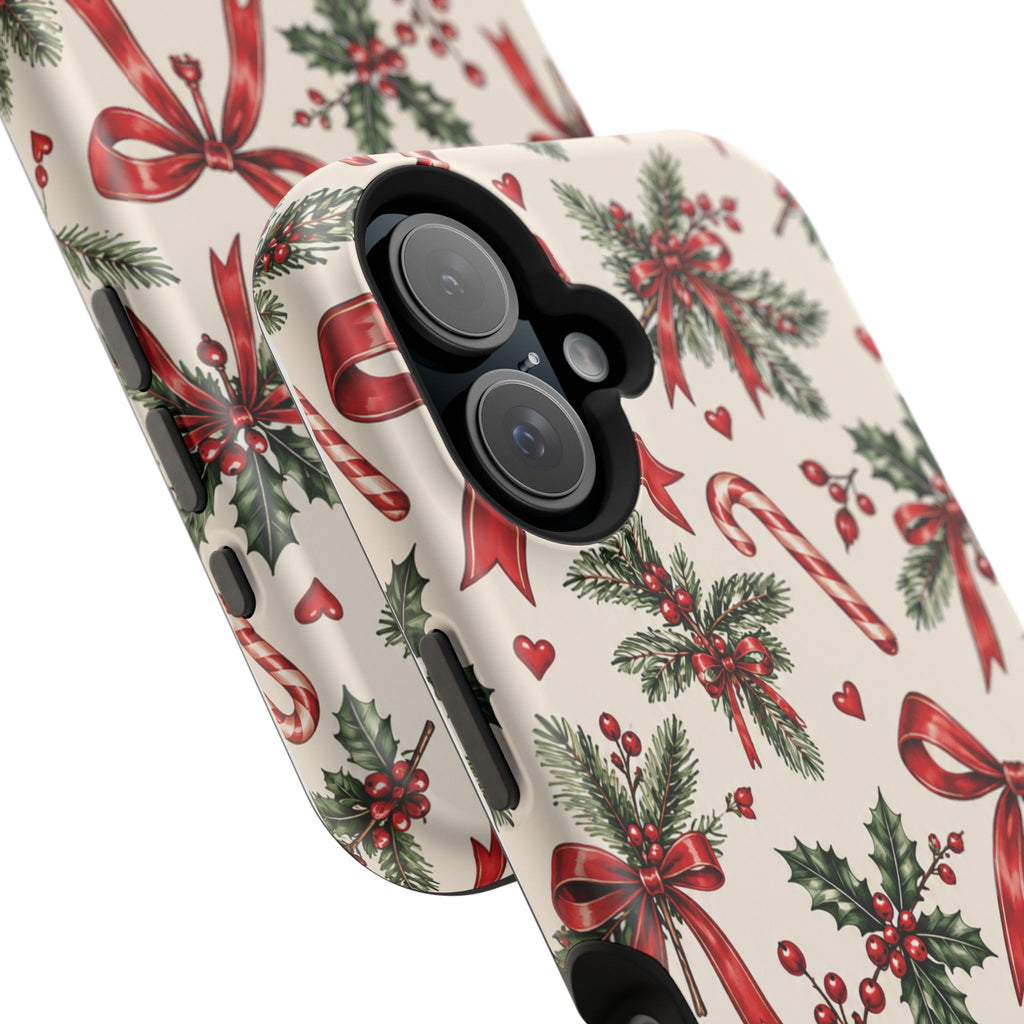 Christmas Candy Cane & Bow Magnetic Phone Case