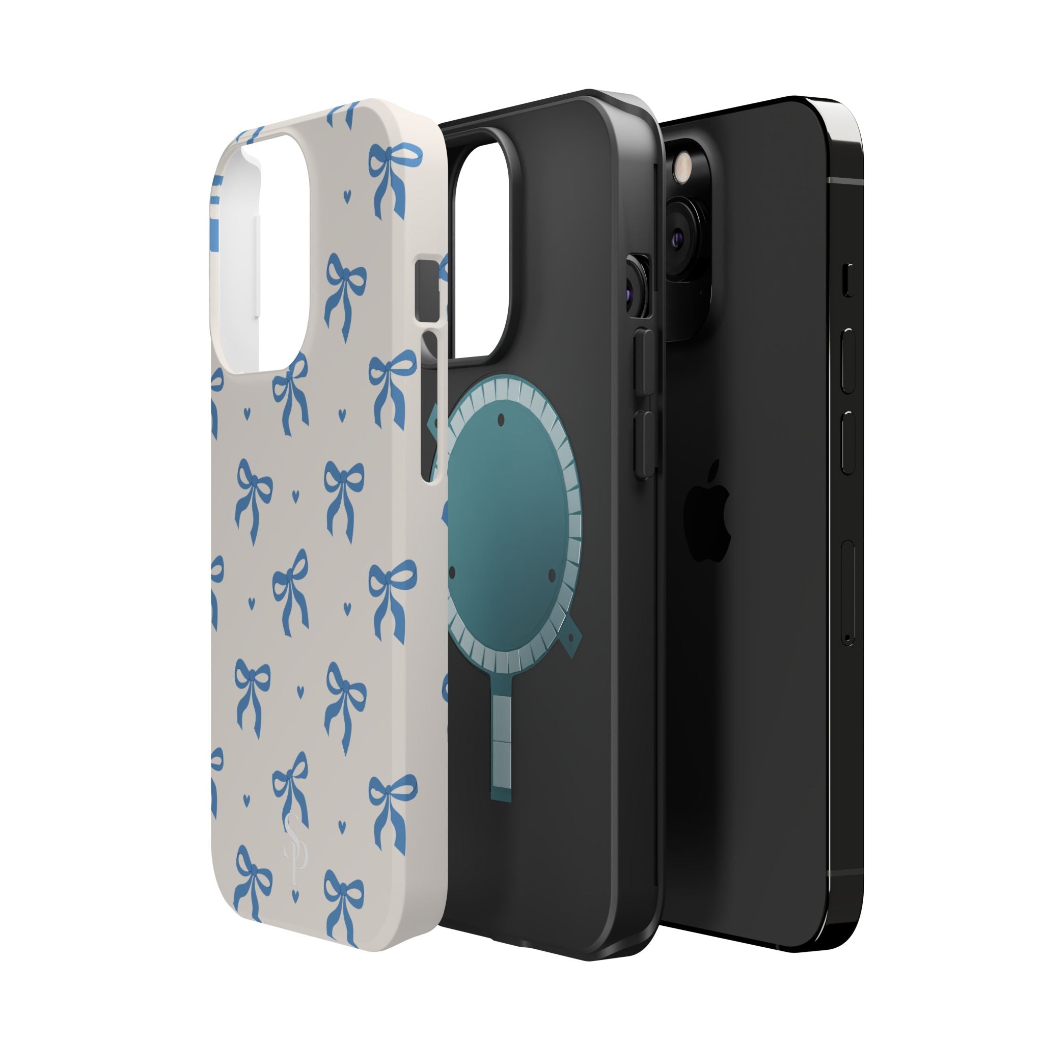 Blue Bow with Small Blue Hearts Magnetic Tough Case