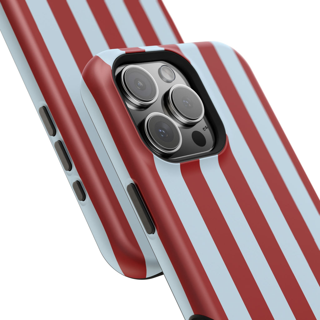 Red & Light Blue Vertical Stripe Magnetic Impact-Resistant Phone Case