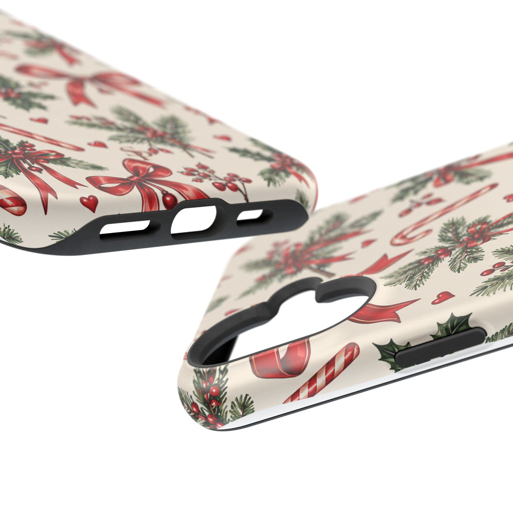 Christmas Candy Cane & Bow Magnetic Phone Case