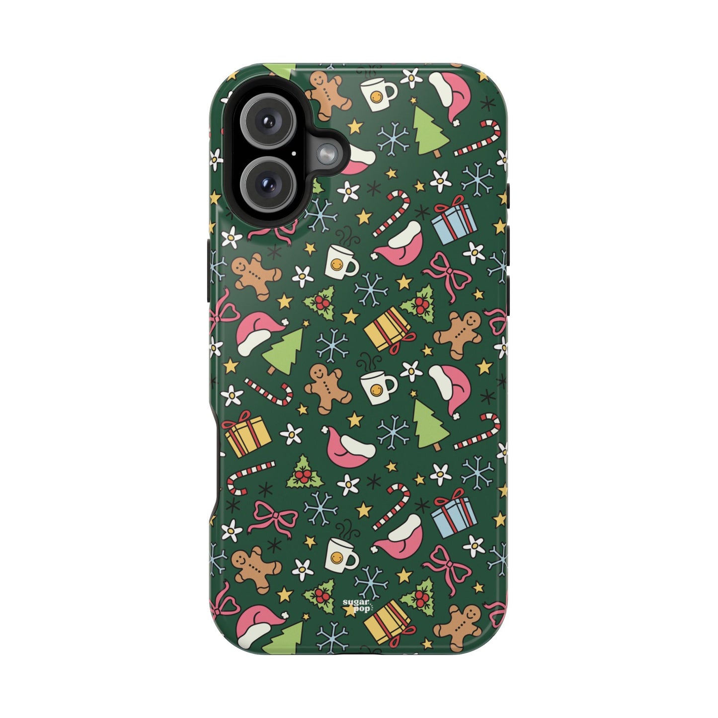 Green Festive Holiday Phone Case - Impact-Resistant Design for Christmas Cheer