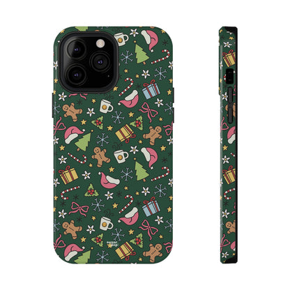 Green Festive Holiday Phone Case - Impact-Resistant Design for Christmas Cheer