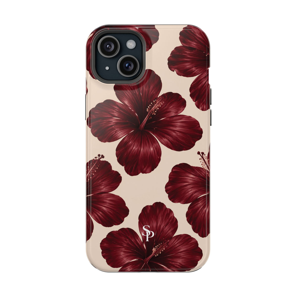 Burgundy Hibiscus Floral Magnetic Phone Case